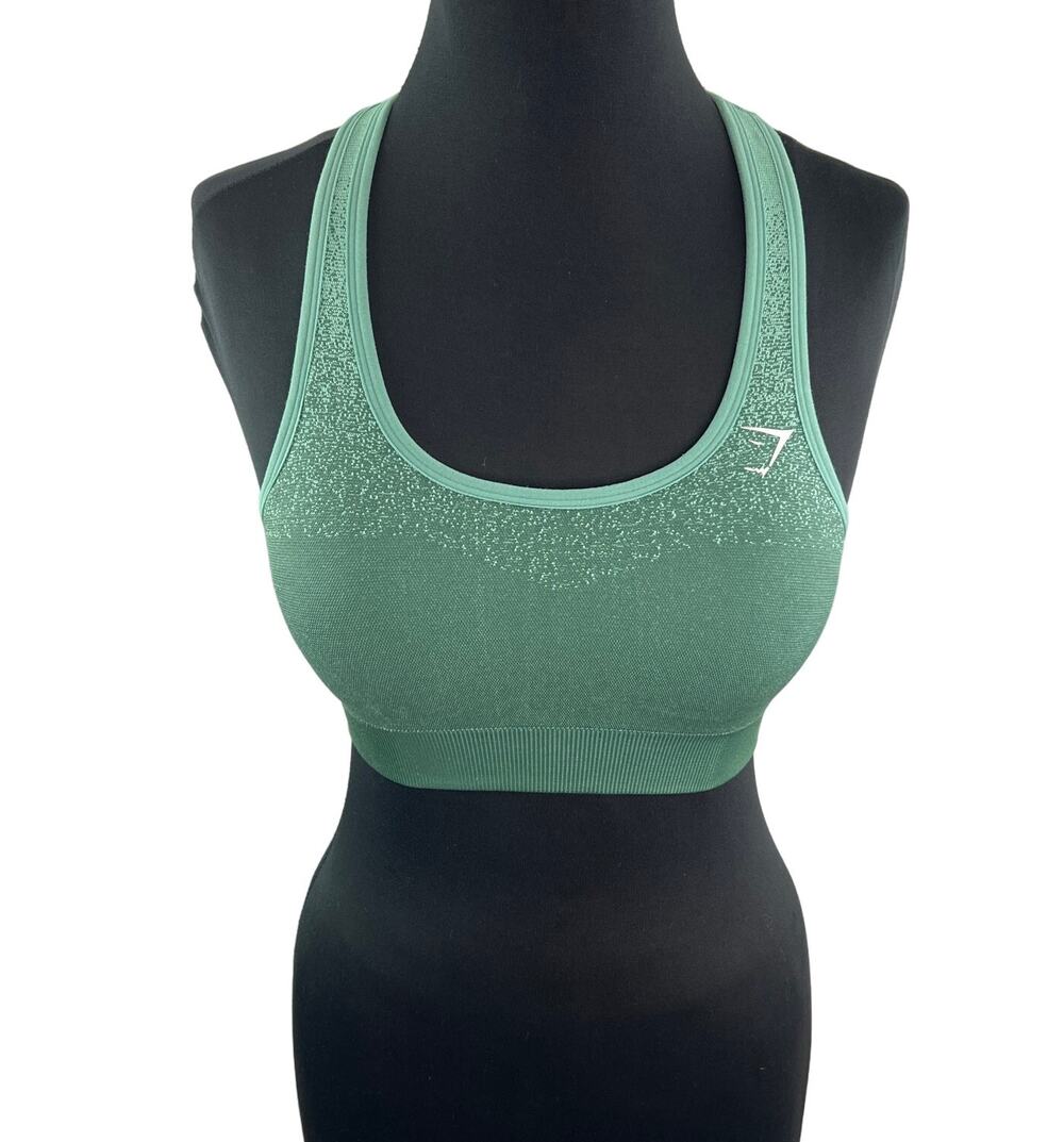 Gymshark Adapt Ombre Seamless Green Sports Bra Stretch Racerback Size Small S